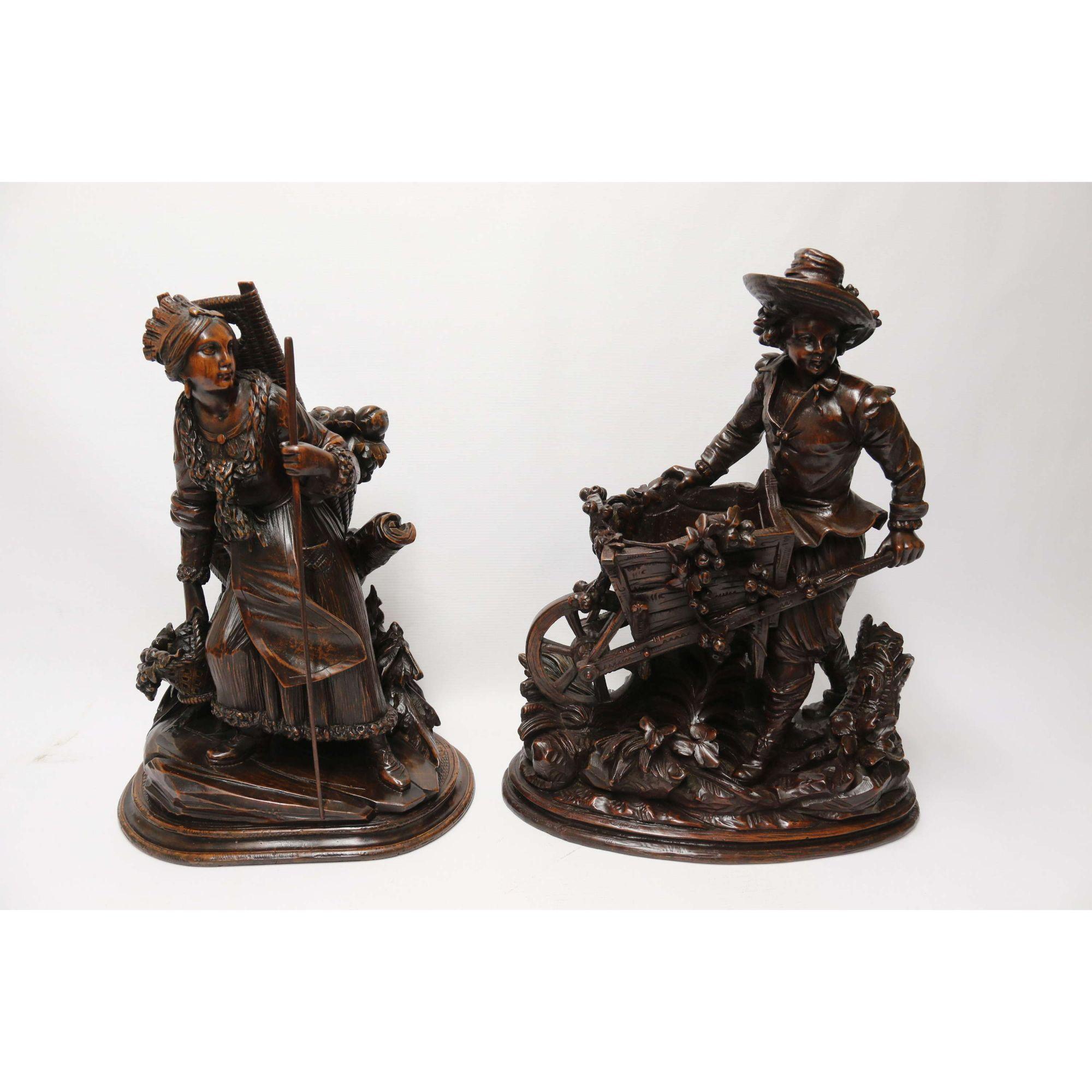 19th century pair of horticultural Black Forest figures, circa 1850 In Good Condition For Sale In Central England, GB