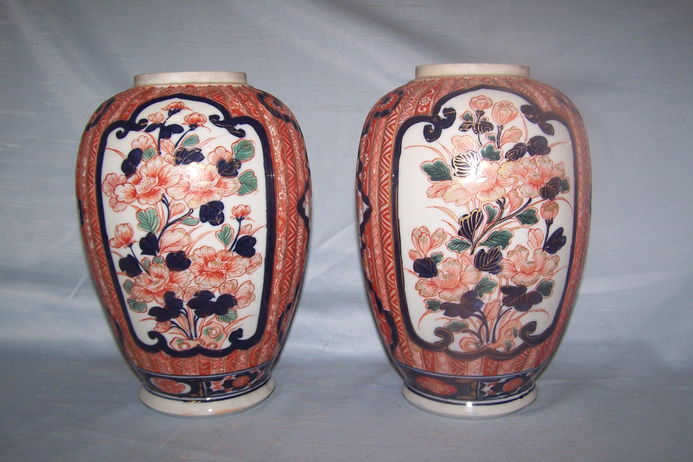 Japanese 19th Century, Pair of Imari Vases