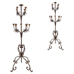 19th CENTURY PAIR OF IRON TORCHES