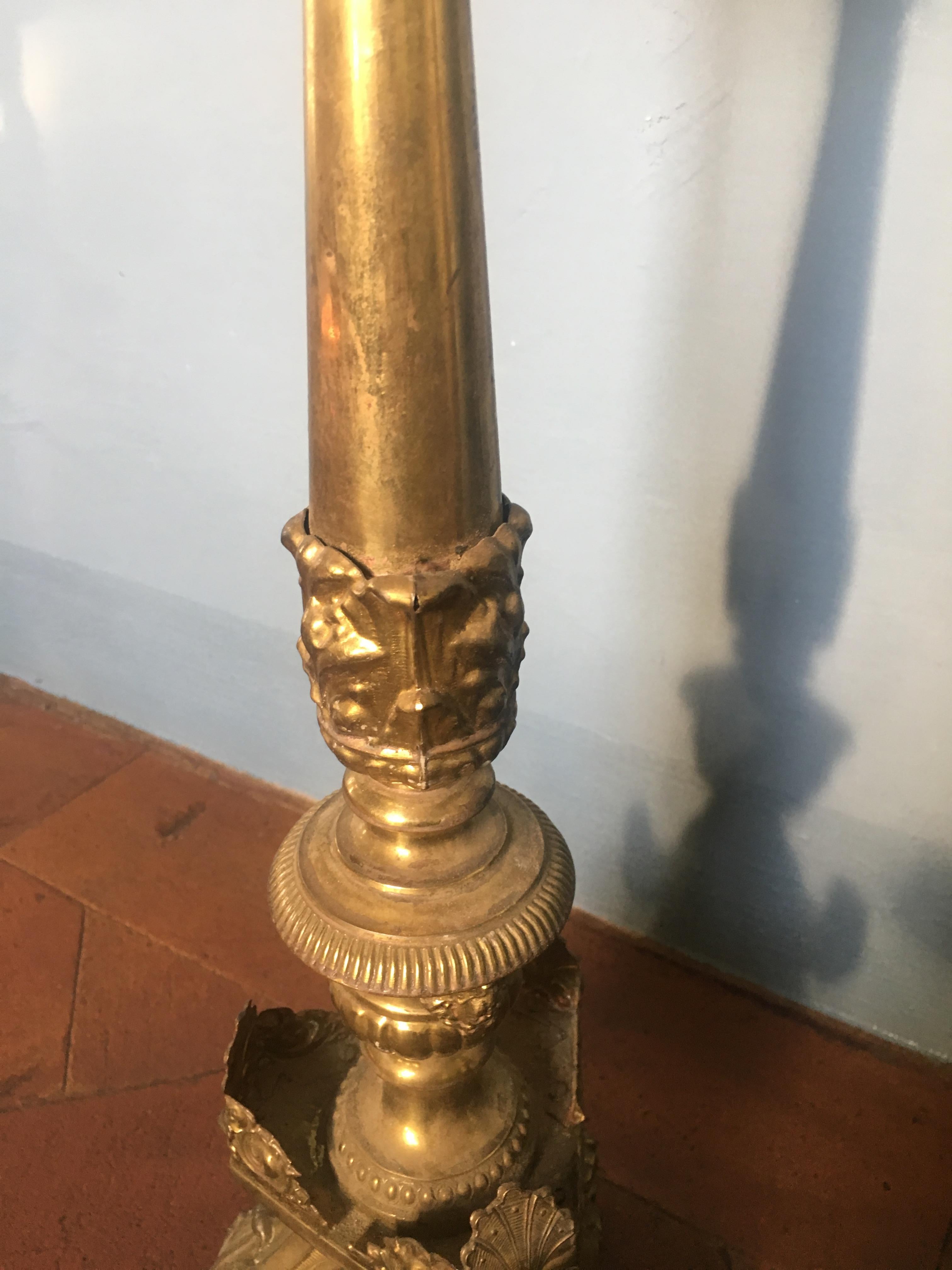 19th Century Pair of Italian Altar Brass Candleholder, 1890s 8