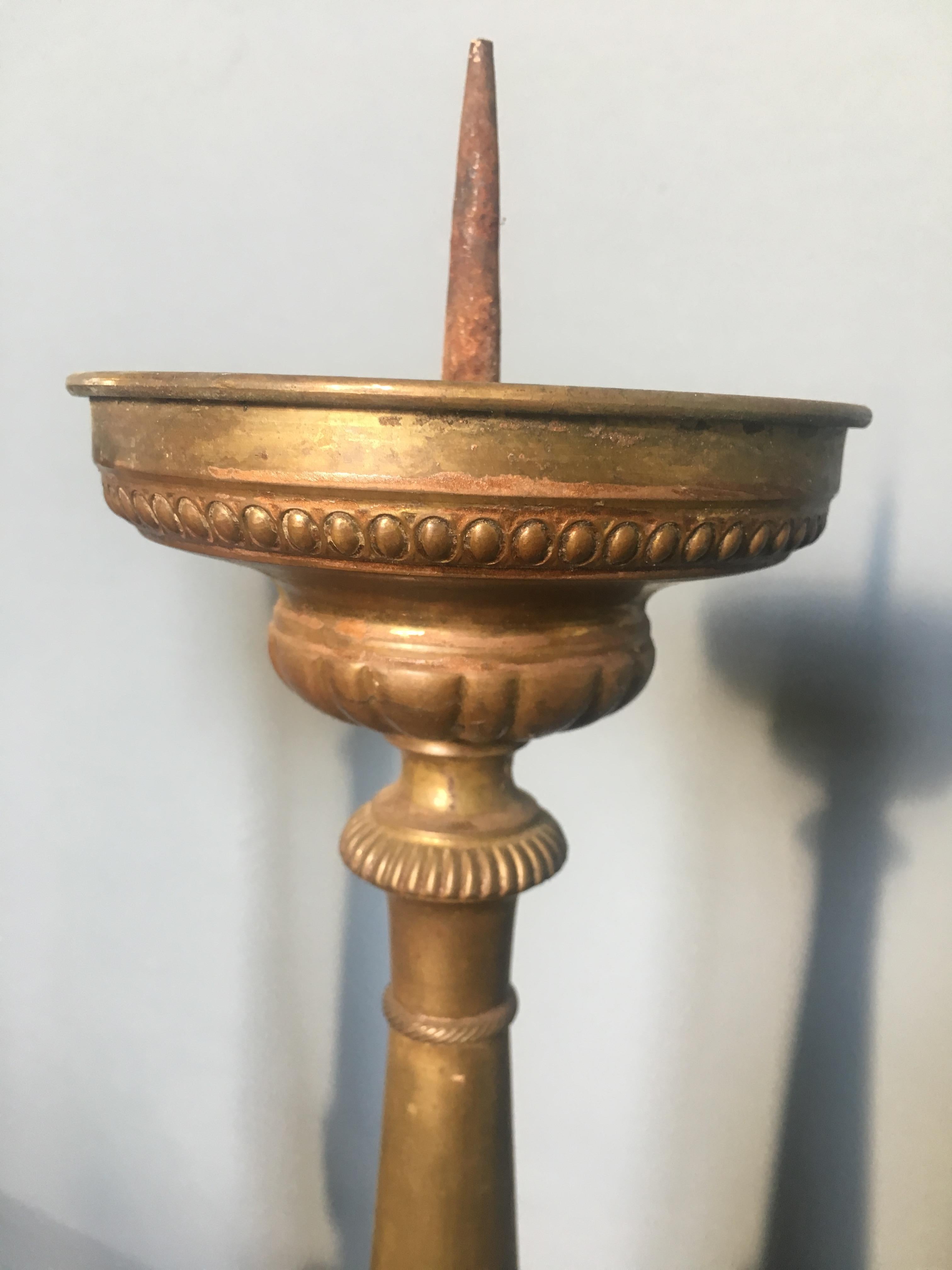 19th Century Pair of Italian Altar Brass Candleholder, 1890s 11