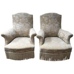 19th Century Pair of Italian Armchairs With New Upholstered, 1890s