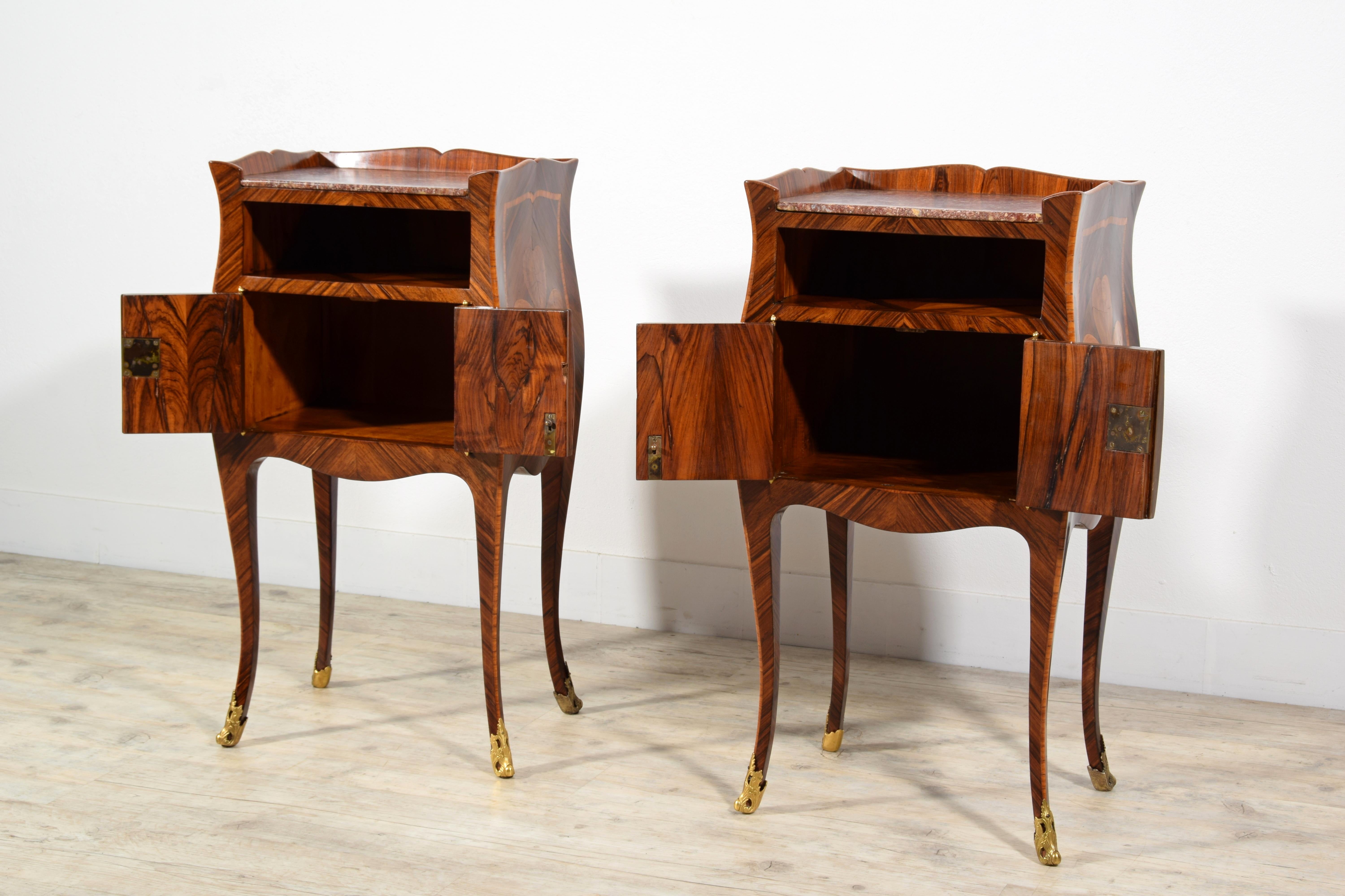 19th Century, Pair of Italian Baroque Style Nightstand or Cabinets  For Sale 6
