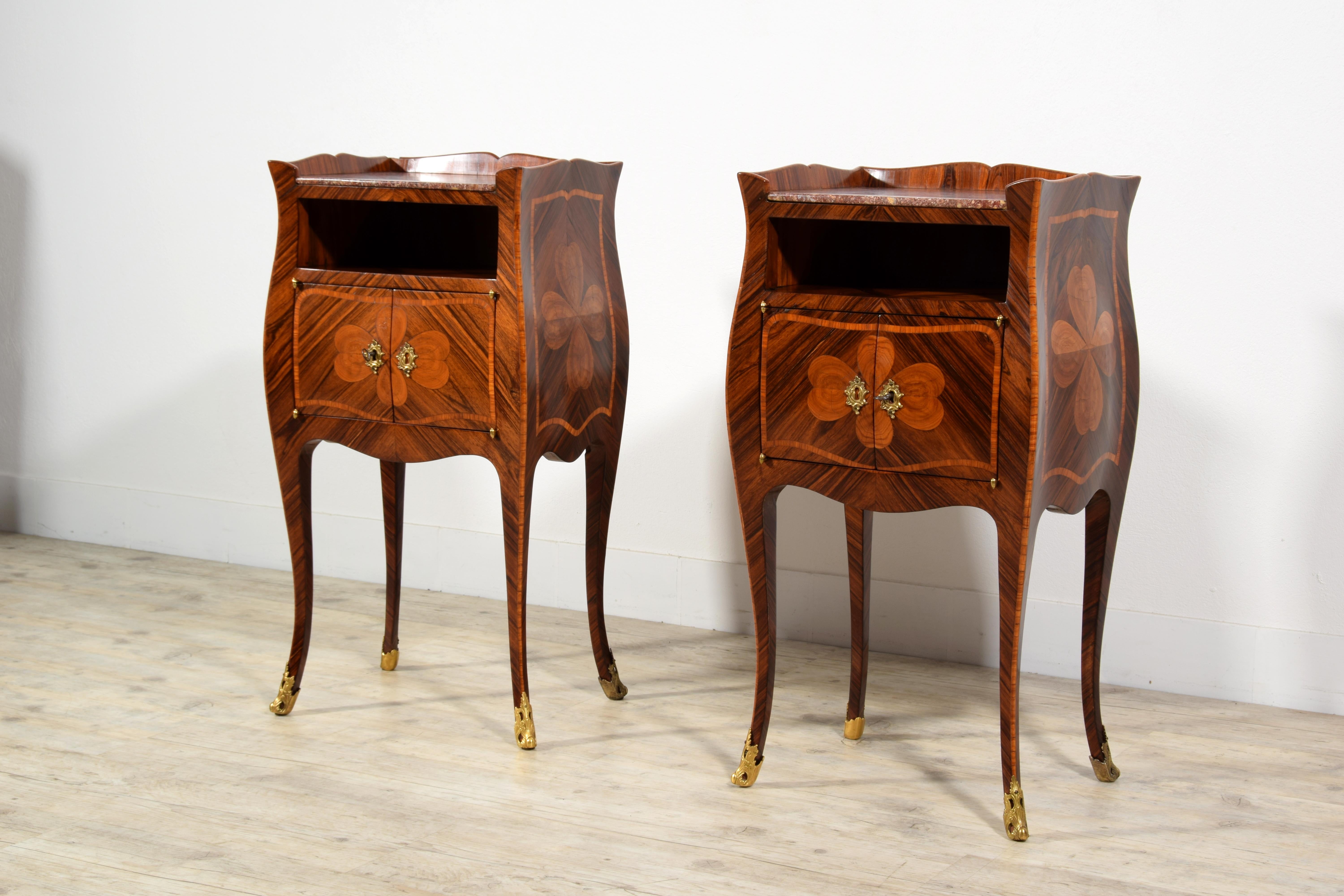 Rococo 19th Century, Pair of Italian Baroque Style Nightstand or Cabinets  For Sale