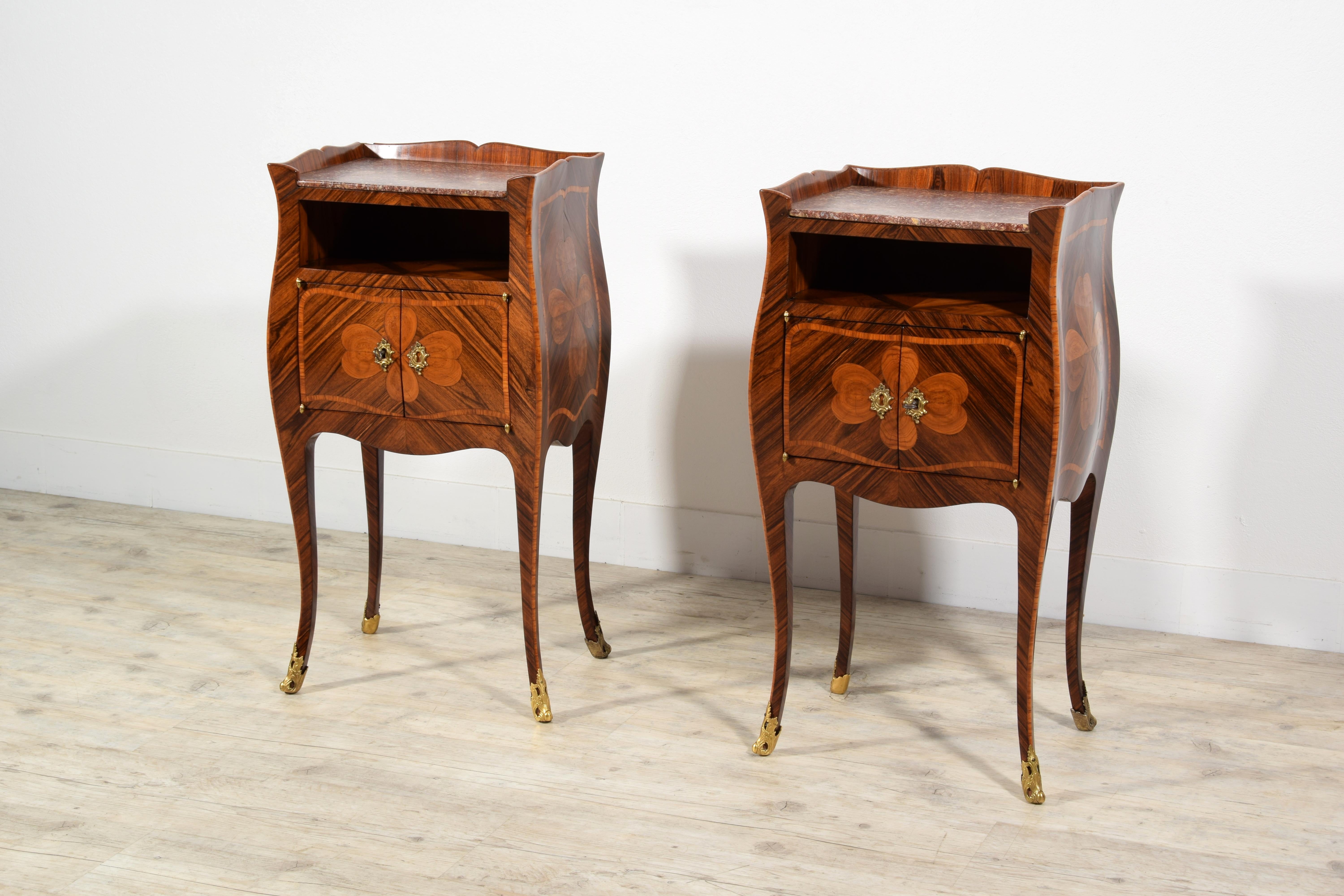 Wood 19th Century, Pair of Italian Baroque Style Nightstand or Cabinets  For Sale