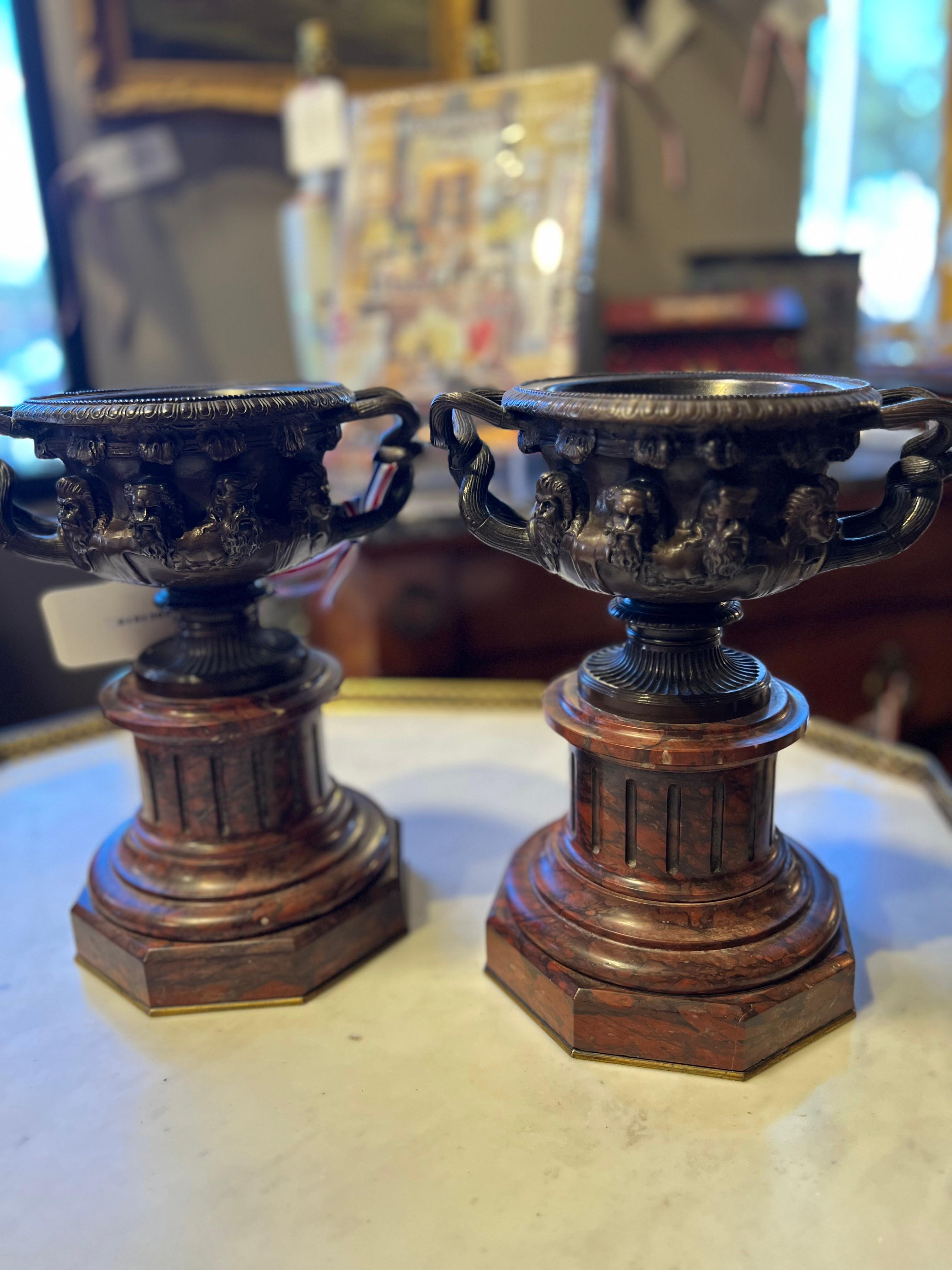 19th Century Pair of Italian Bronze Grand Tour Urns. Gorgeous design, see photos.