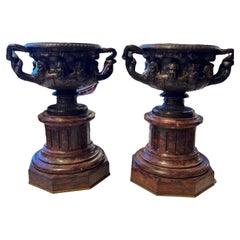 19th Century Pair of Italian Bronze Grand Tour Urns