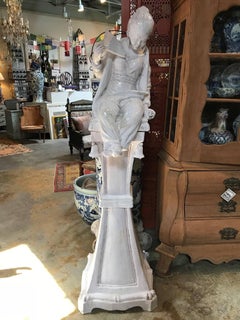 19th Century Pair of Italian Ceramic Chinoiserie Statues