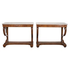 19th Century Pair of Italian Cherrywood Console Tables