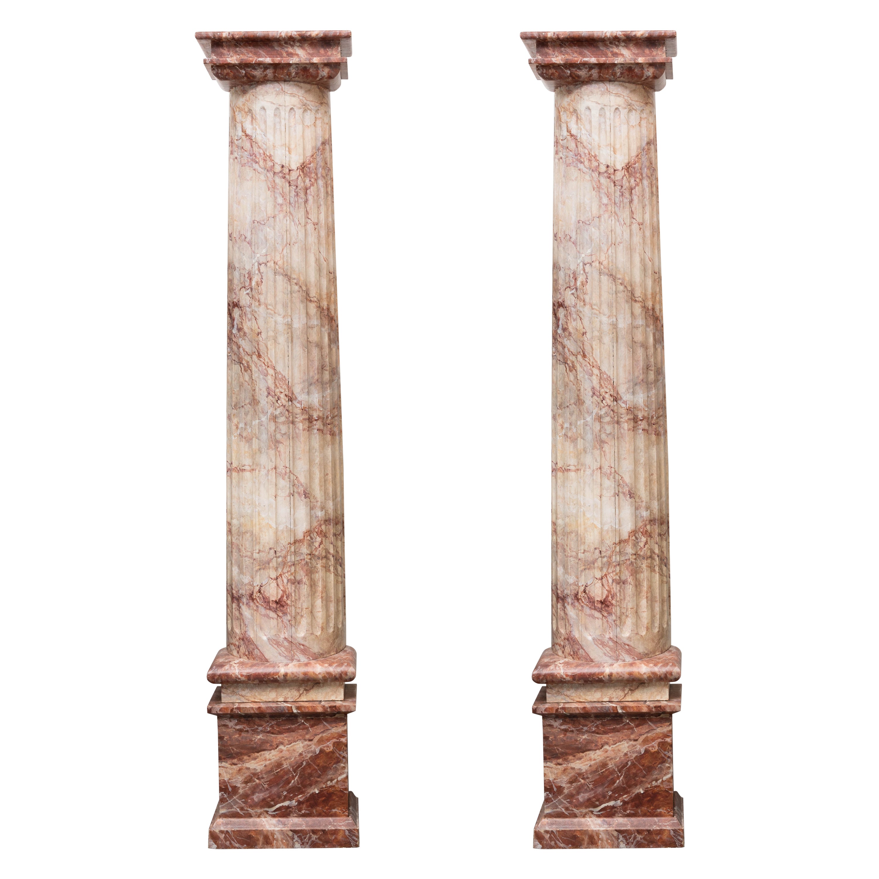 19th Century Pair of Italian Faux Marble Pilasters