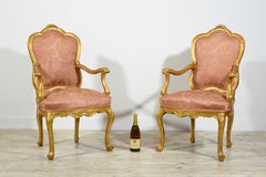 Siglo XIX, Pareja de sillones italianos de madera dorada