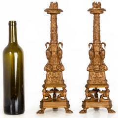 19th Century Pair of Italian Grand Tour Antique Bronze Candlesticks