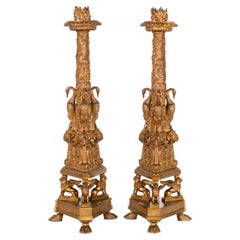 19th Century Pair of Italian Grand Tour Antique Bronze Candlesticks