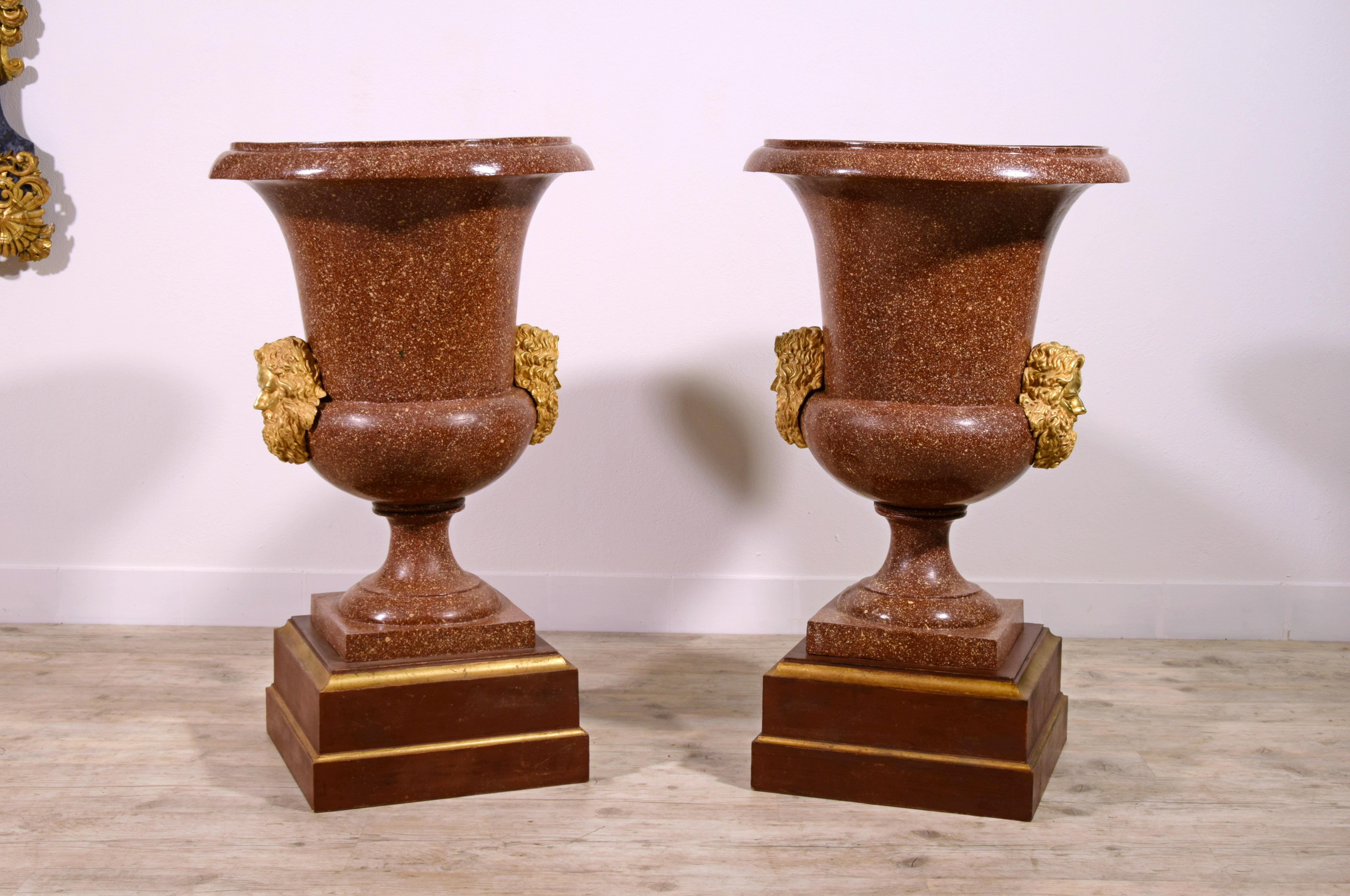 19th Century, Pair of Italian Lacquered Bronze Vases  For Sale 13