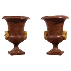 Antique 19th Century, Pair of Italian Lacquered Bronze Vases 