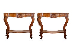 19th Century Pair of Italian Louis Philippe Consoles Circa 1860