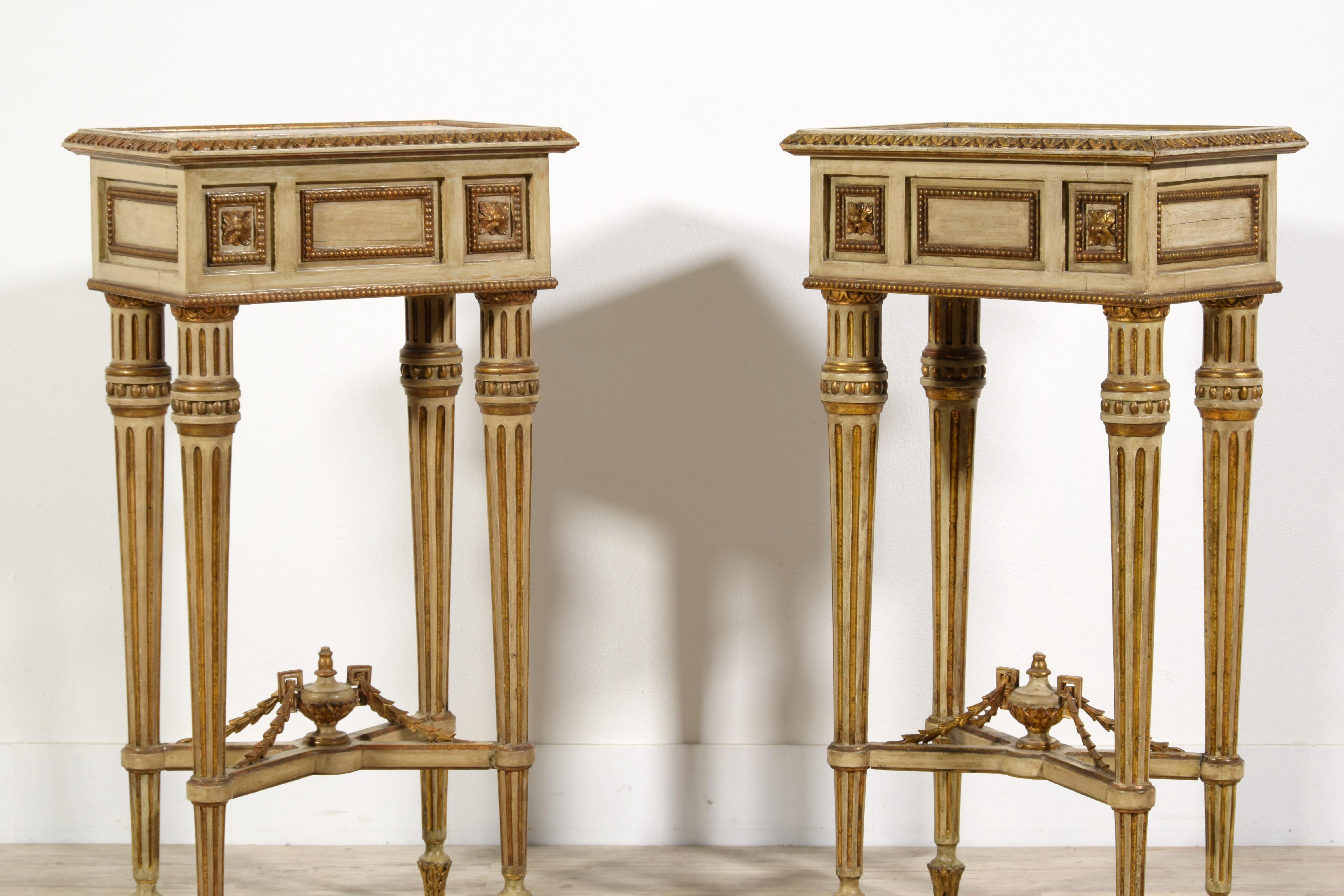 19th Century, Pair of Italian Louis XVI Style Lacquered Wood Central Tables  11
