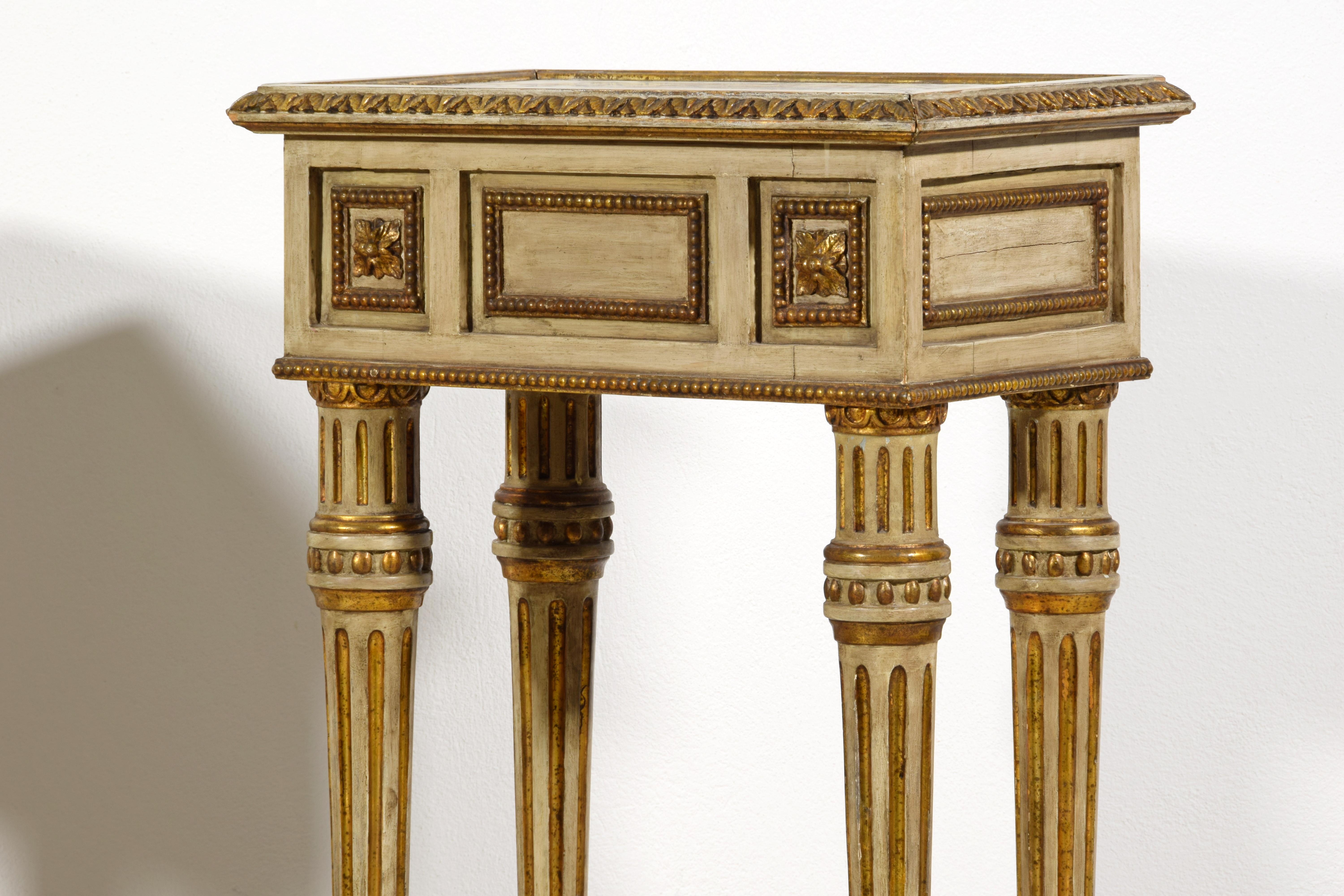 19th Century, Pair of Italian Louis XVI Style Lacquered Wood Central Tables  14