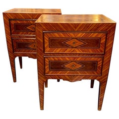 19th Century Pair of Italian Neo-Classical Inlaid Walnut Tables