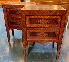 19th Century Pair of Italian Neo-Classical Inlaid Walnut Tables