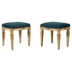 19th Century Pair of Italian Neoclassical Lacquered Wood Stools