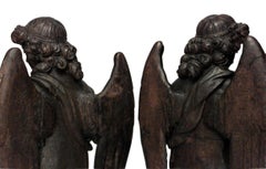 19th Century Pair of Italian Renaissance Revival Oak Angel Statues