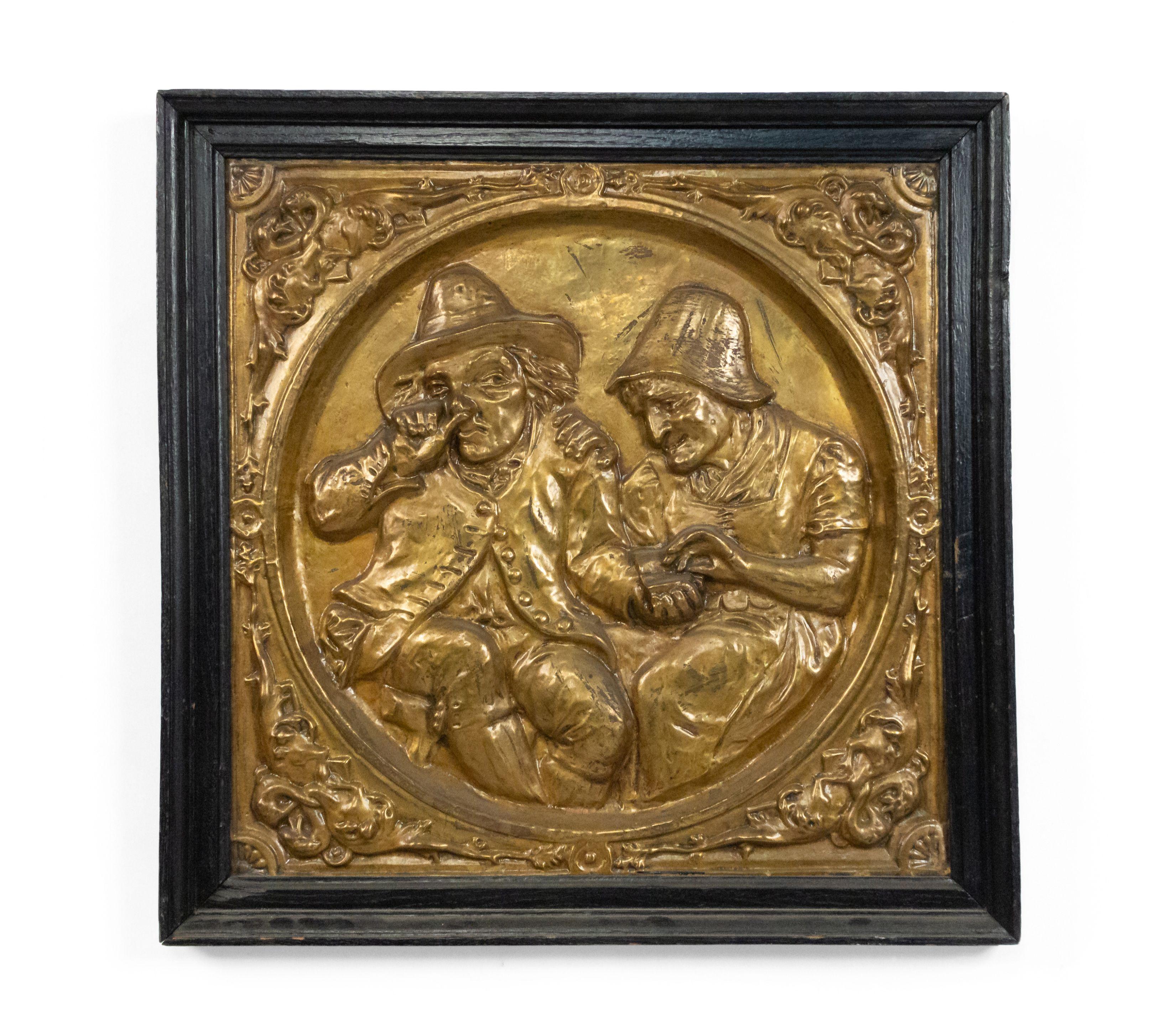 19th Century Pair of Italian Renaissance Style Brass Embossed Wall Plaques For Sale 3