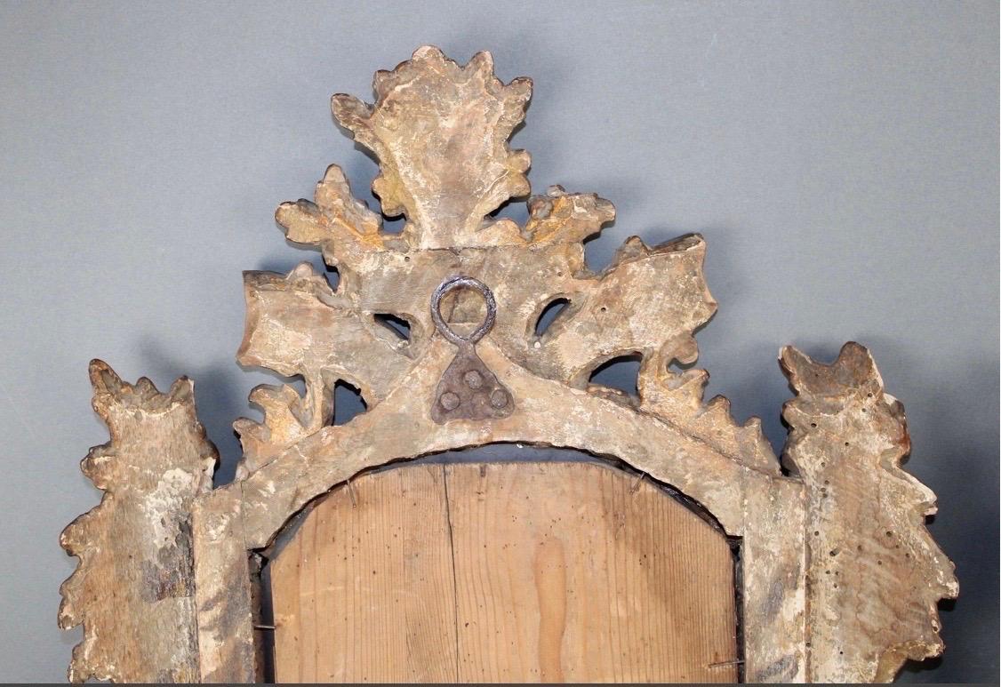 Paire de miroirs italiens Rococo Champaigne en bois doré argenté du 19ème siècle en vente 1