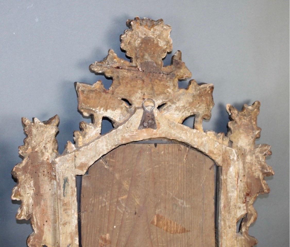 Paire de miroirs italiens Rococo Champaigne en bois doré argenté du 19ème siècle en vente 2