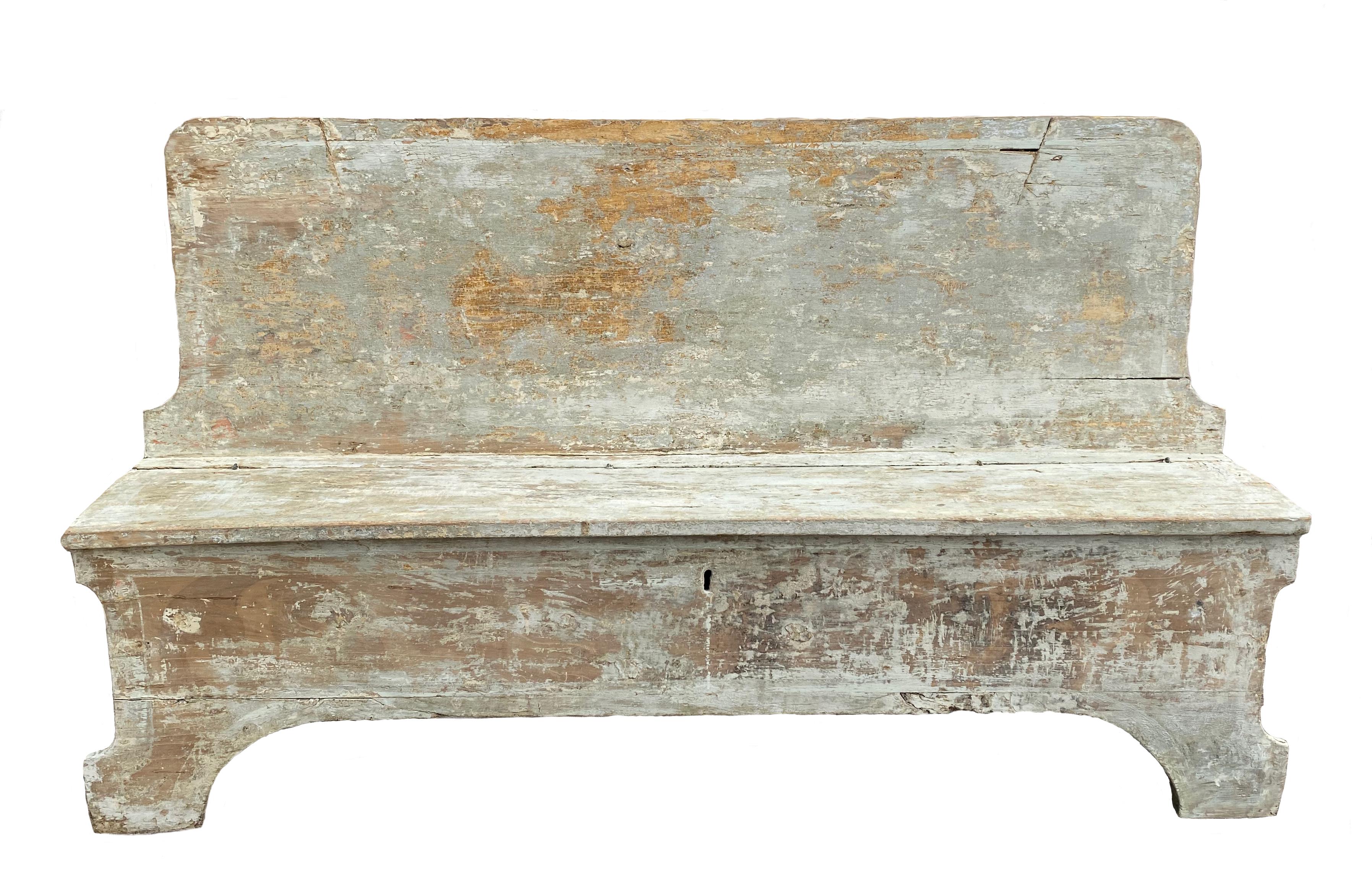 Wood 19th Century Pair of Italian White Benches