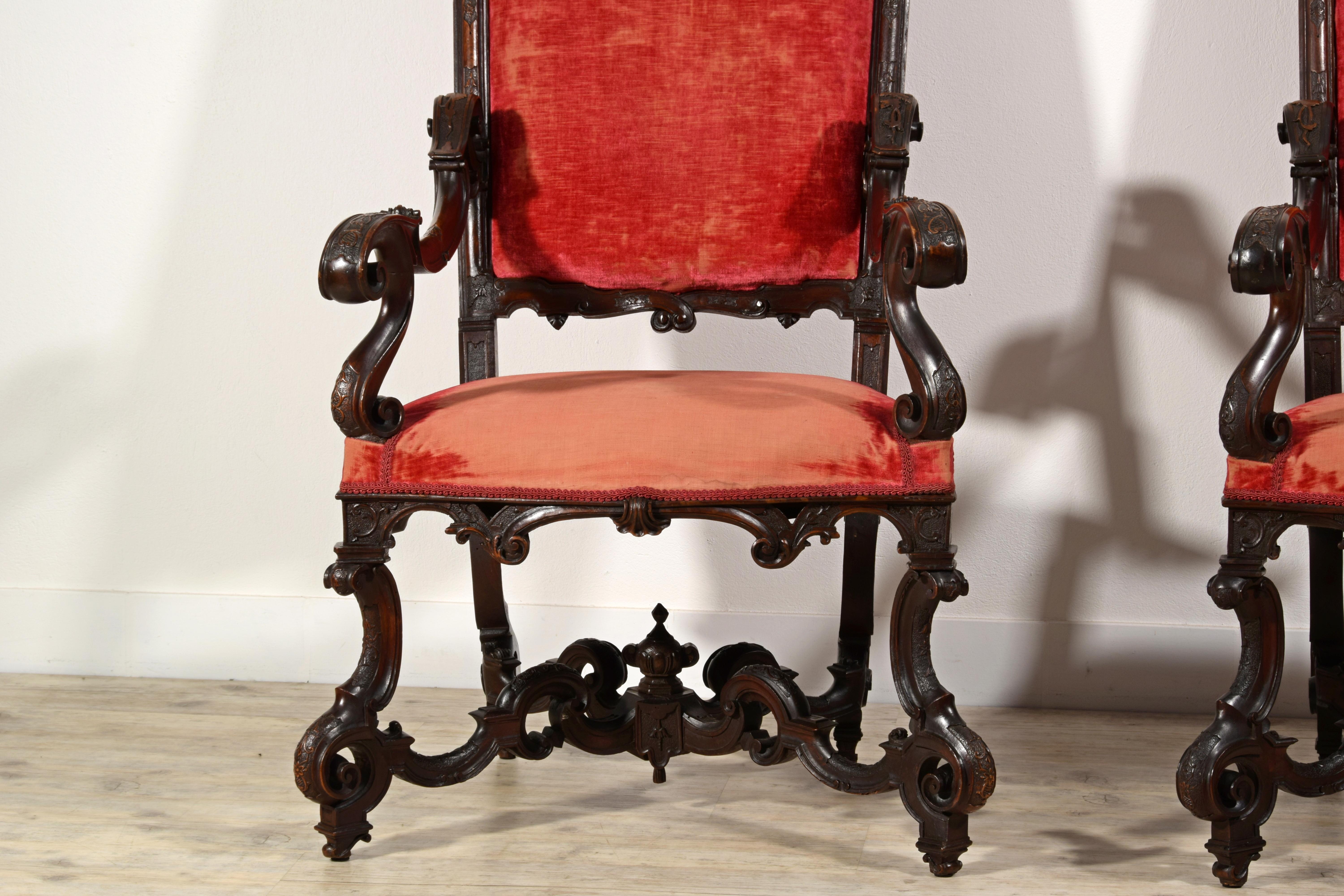 19th Century Pair of Italian Wood Armchairs 4