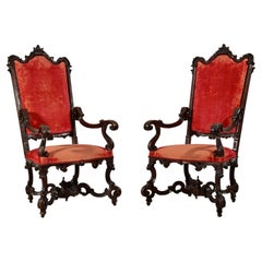 19th Century Pair of Italian Wood Armchairs