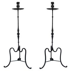 Early 19th Century Pair of Italian Wrought Iron Church Torchères, Candleholders