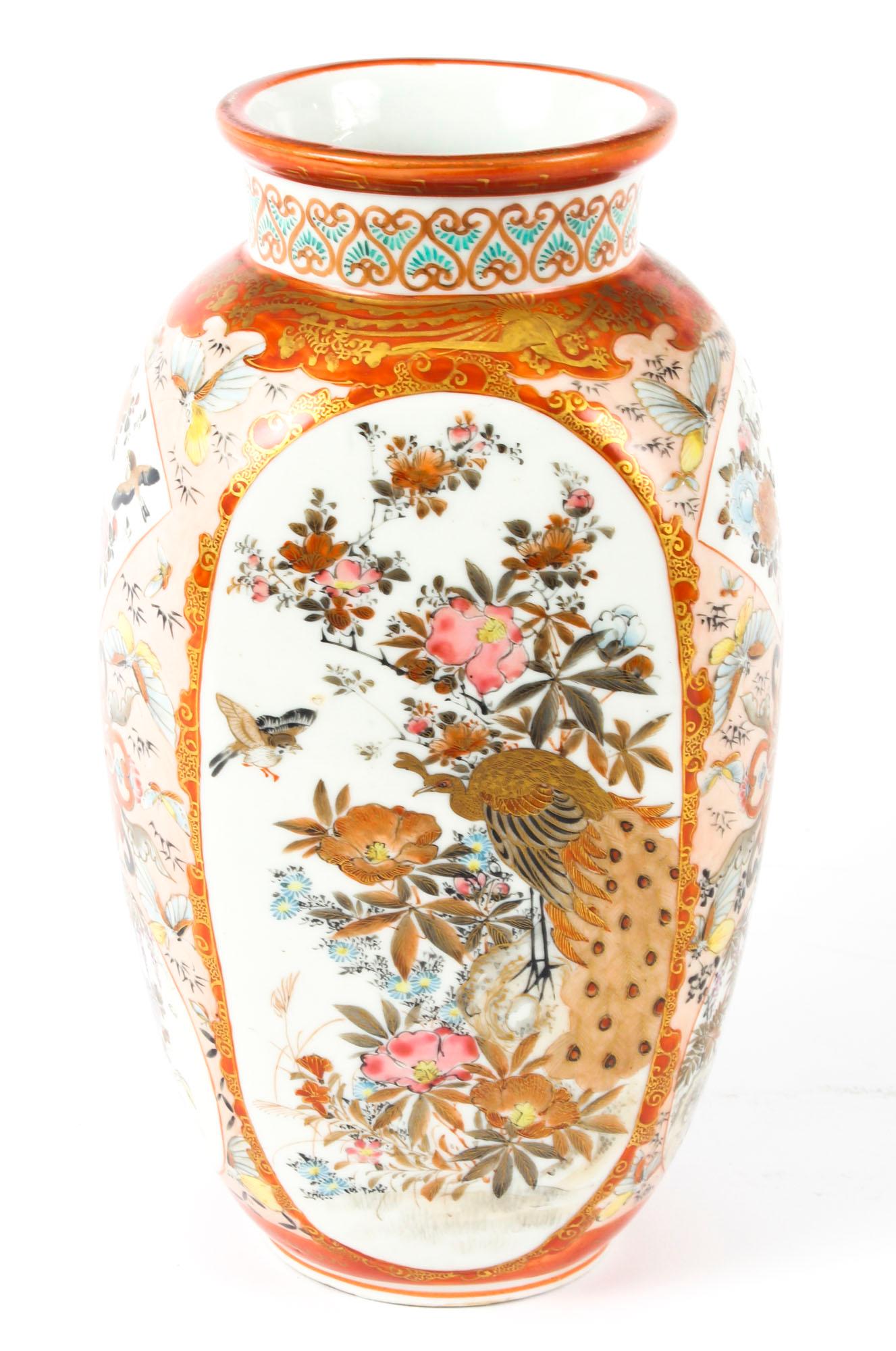 19th Century Pair of Japanese Kutani Porcelain Vases 4