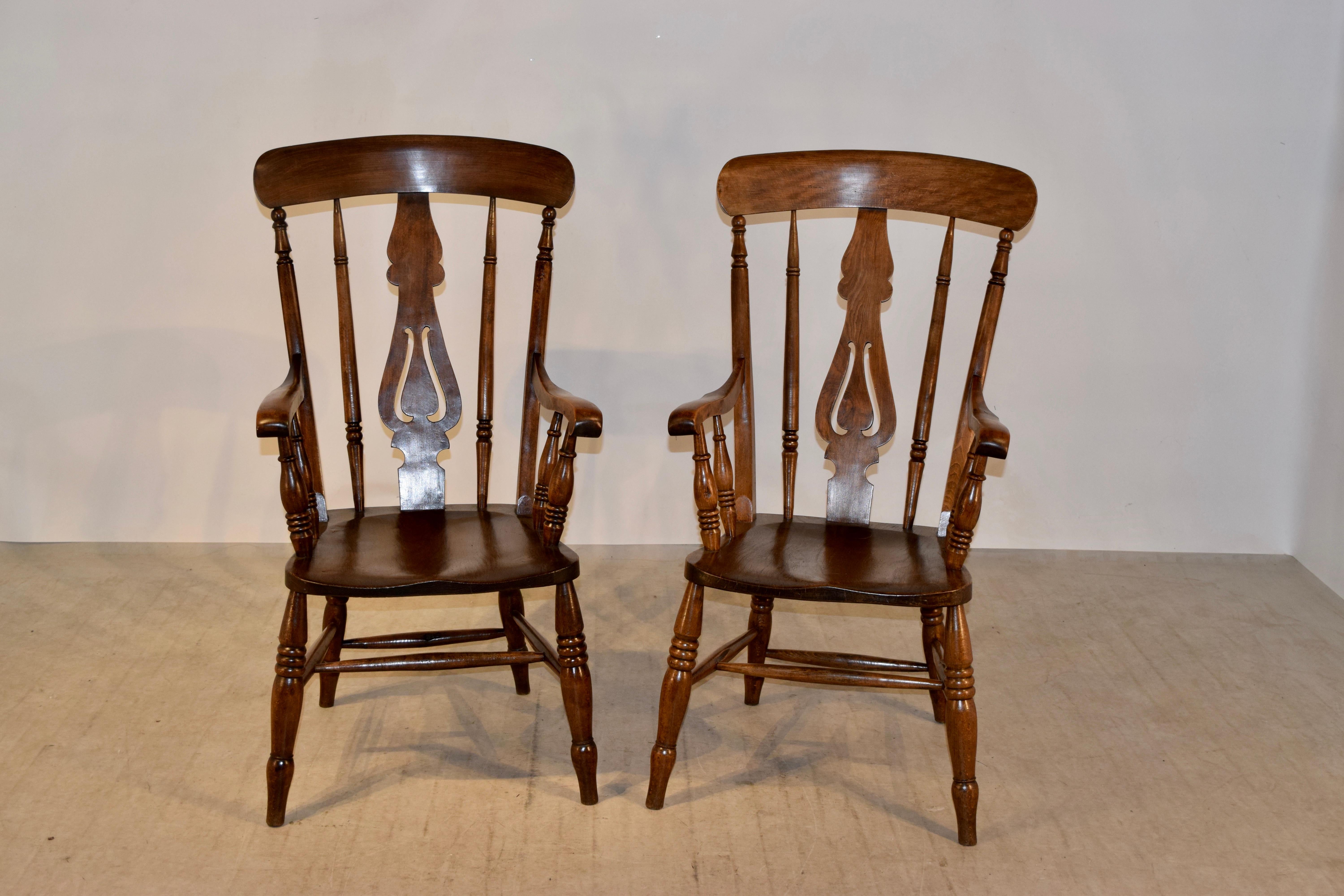 Siglo XIX Pareja de sillones con respaldo de escalera de Lancashire en venta 3