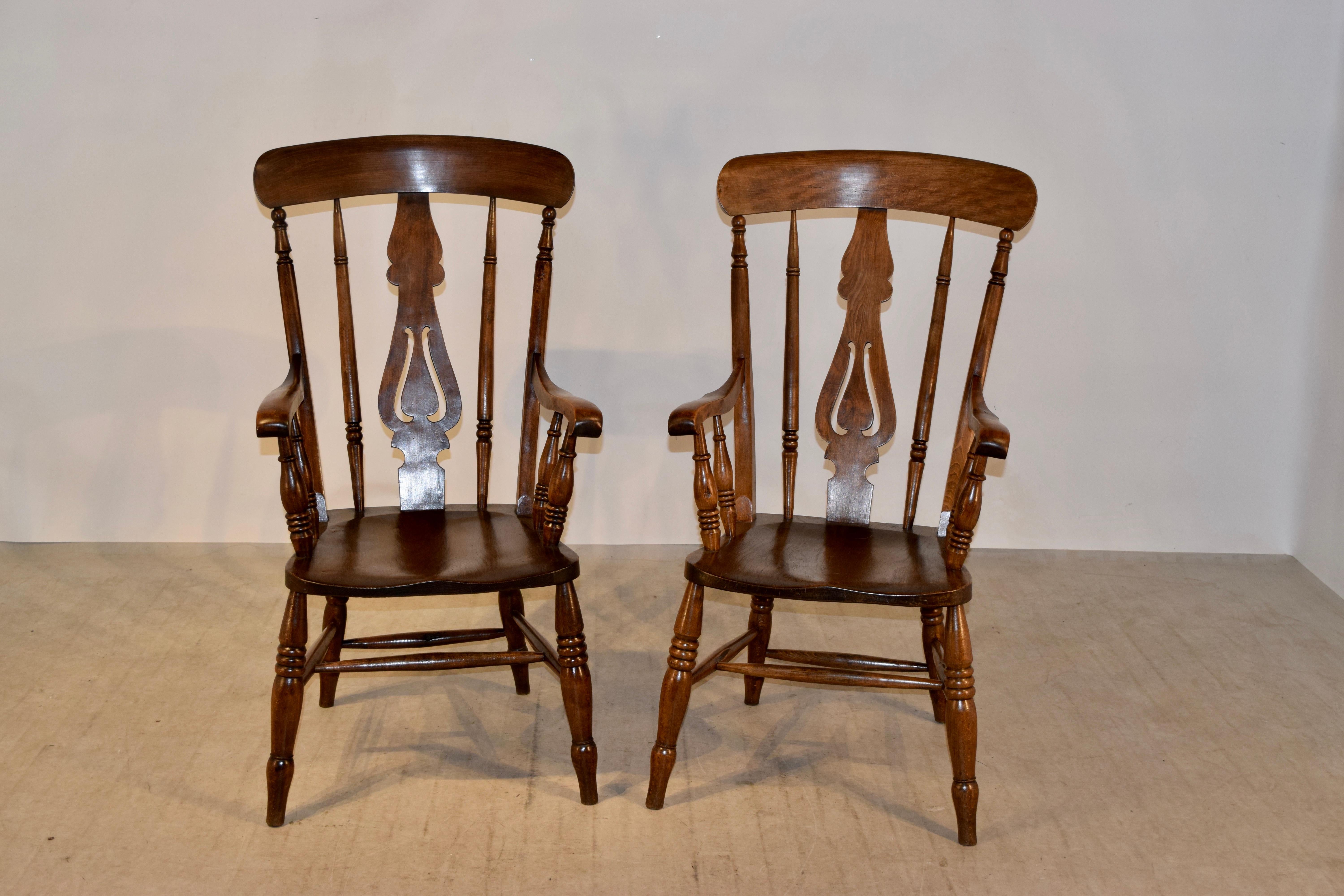 19th Century Pair of Lancashire Ladder Back Armchairs For Sale 4