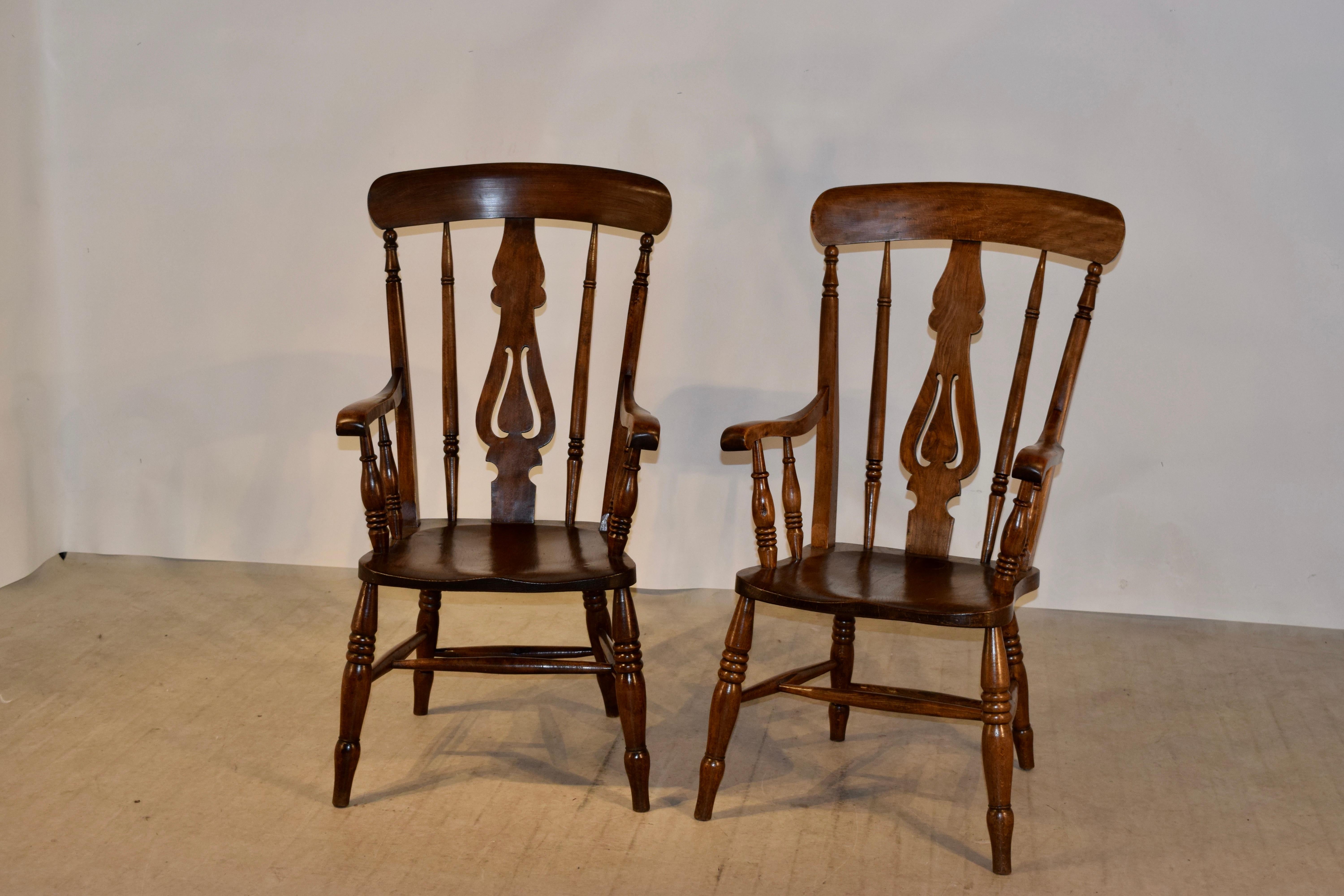 19th Century Pair of Lancashire Ladder Back Armchairs For Sale 5