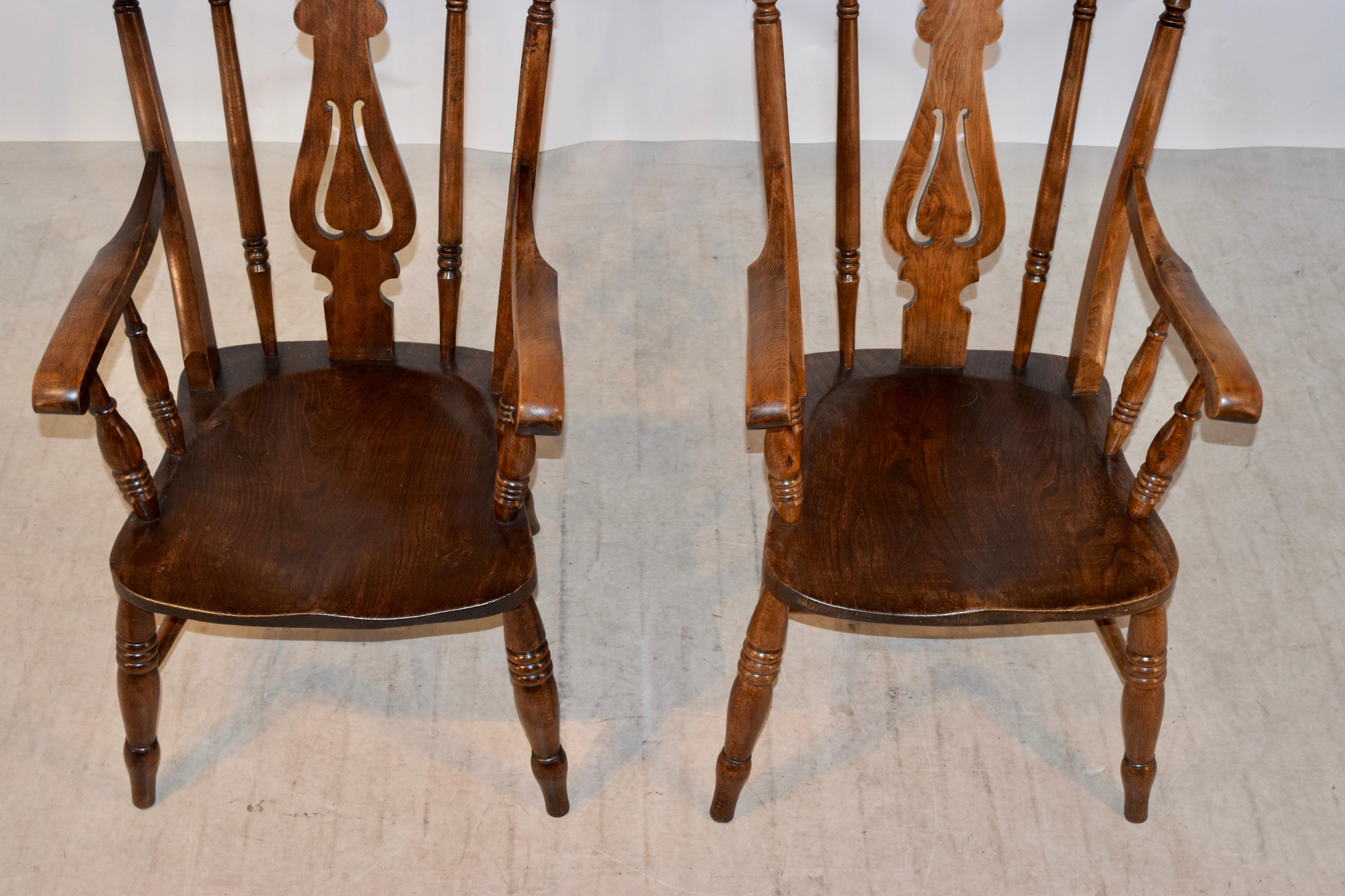 19th Century Pair of Lancashire Ladder Back Armchairs For Sale 2