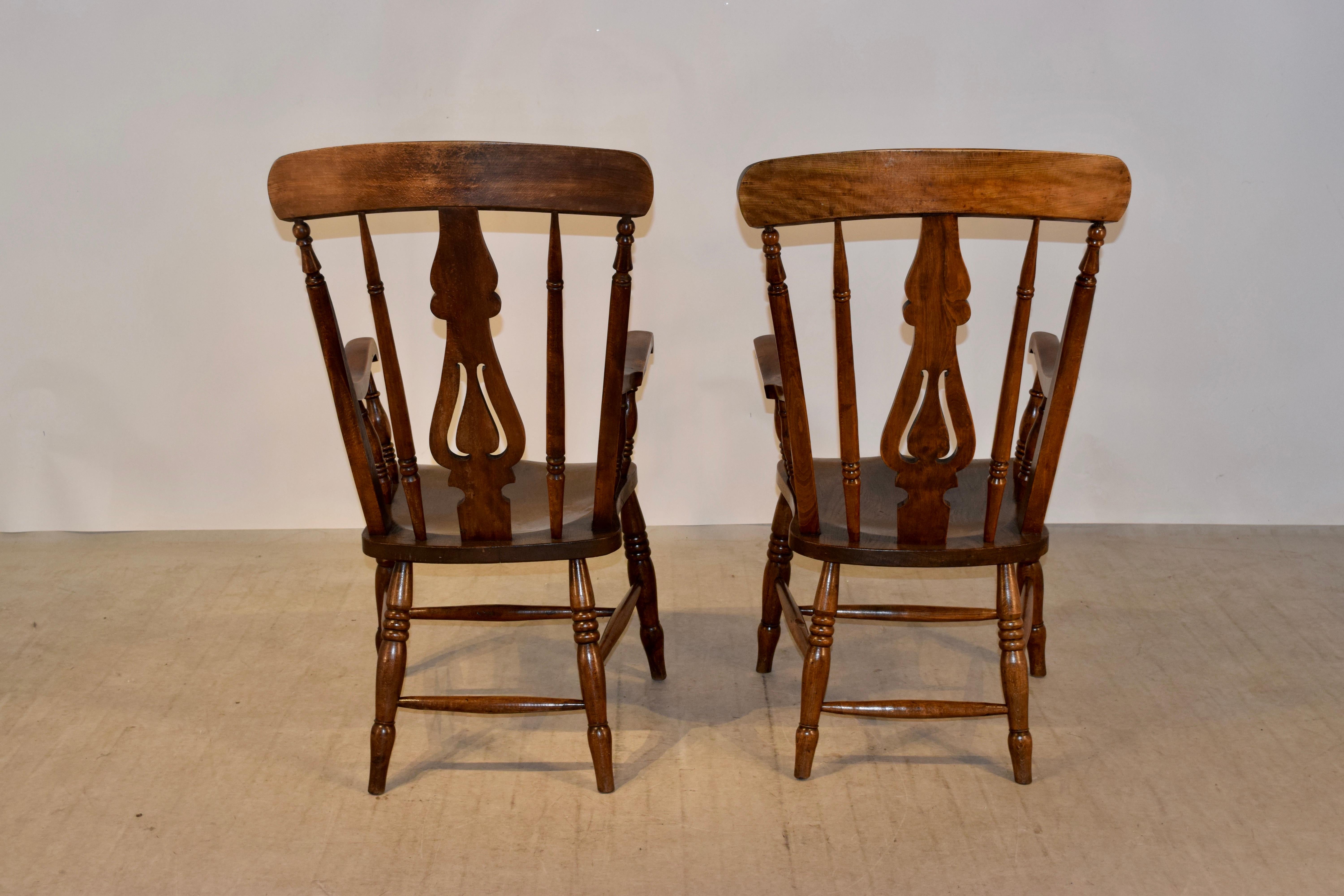 19th Century Pair of Lancashire Ladder Back Armchairs For Sale 3