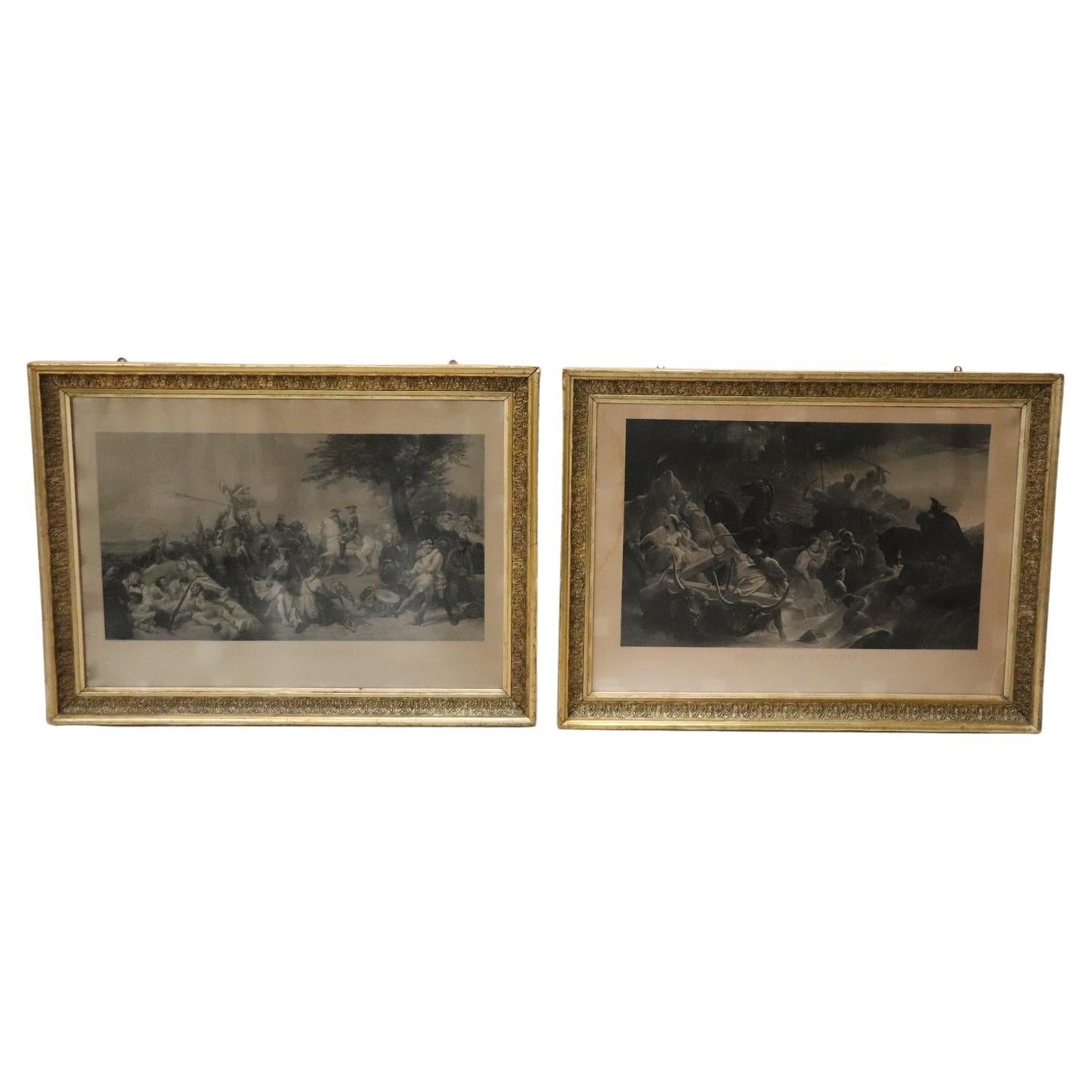 Paire de grandes gravures anciennes de Jazet Jean Pierre Marie du 19ème siècle