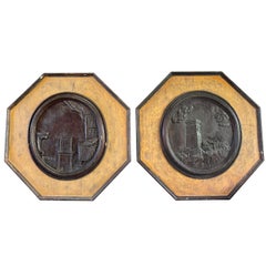19th Century Pair of Large Antique Italian Renaissance Style Chestnut Medallions