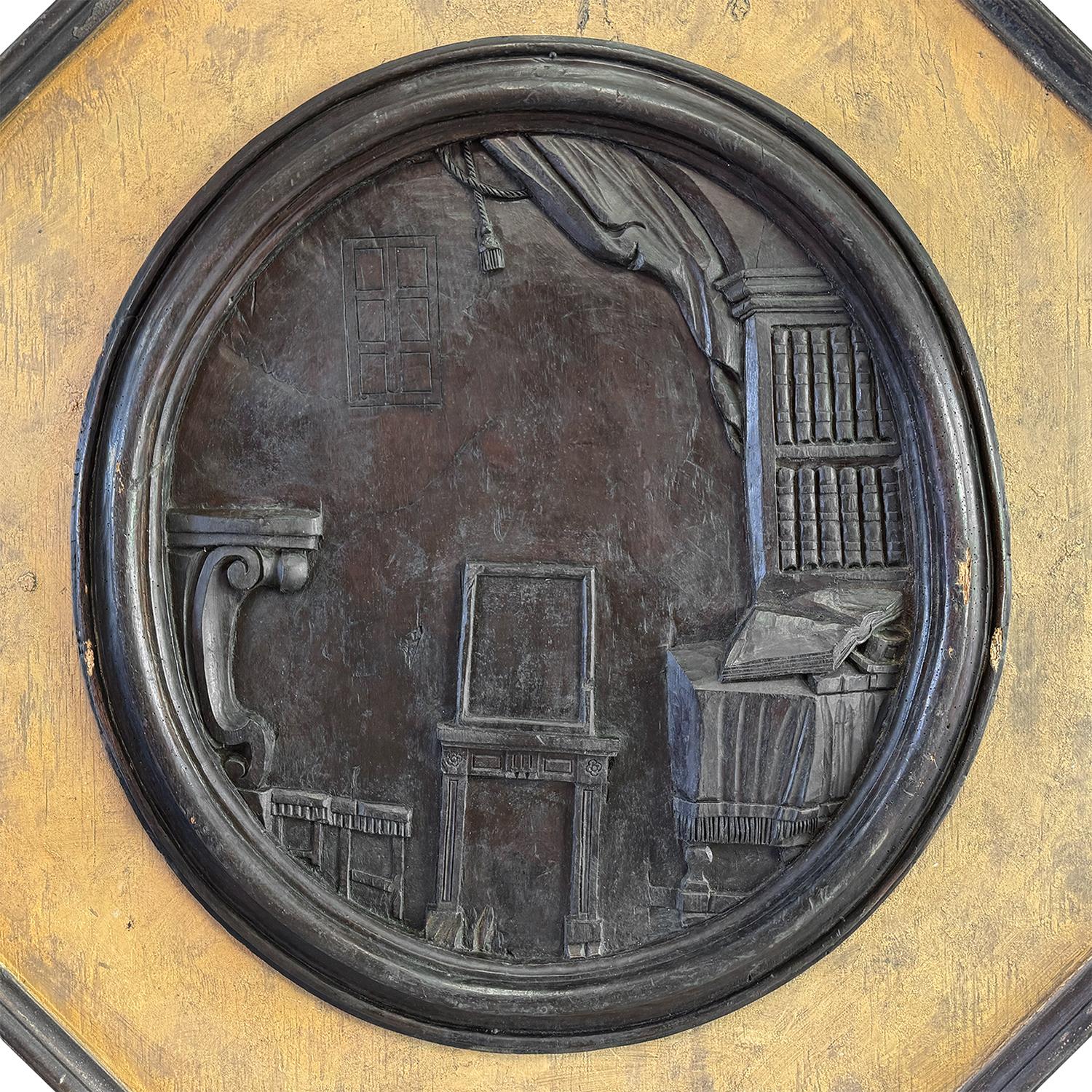 19. Jahrhundert Paar große antike italienische Medaillons aus Kastanienholz im Renaissance-Stil im Zustand „Gut“ im Angebot in West Palm Beach, FL