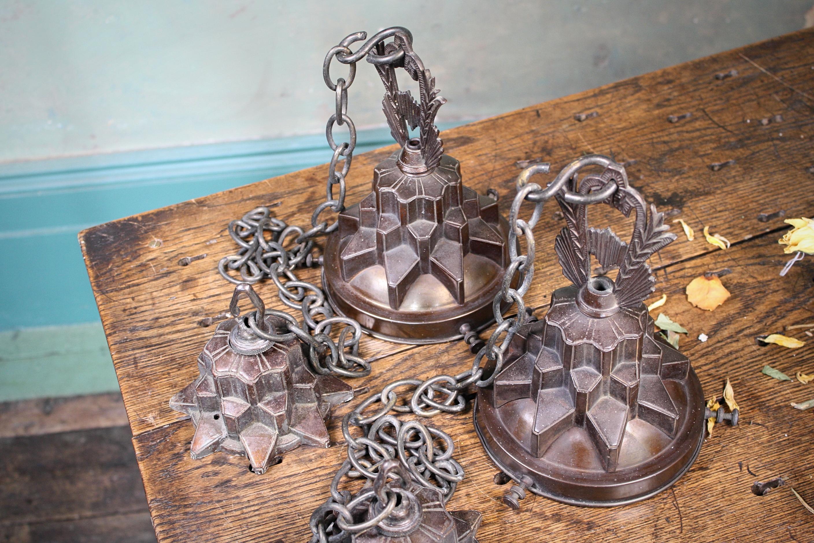 19th Century Pair of Large Gothic Opaline Lanterns Lights Chandeliers 12