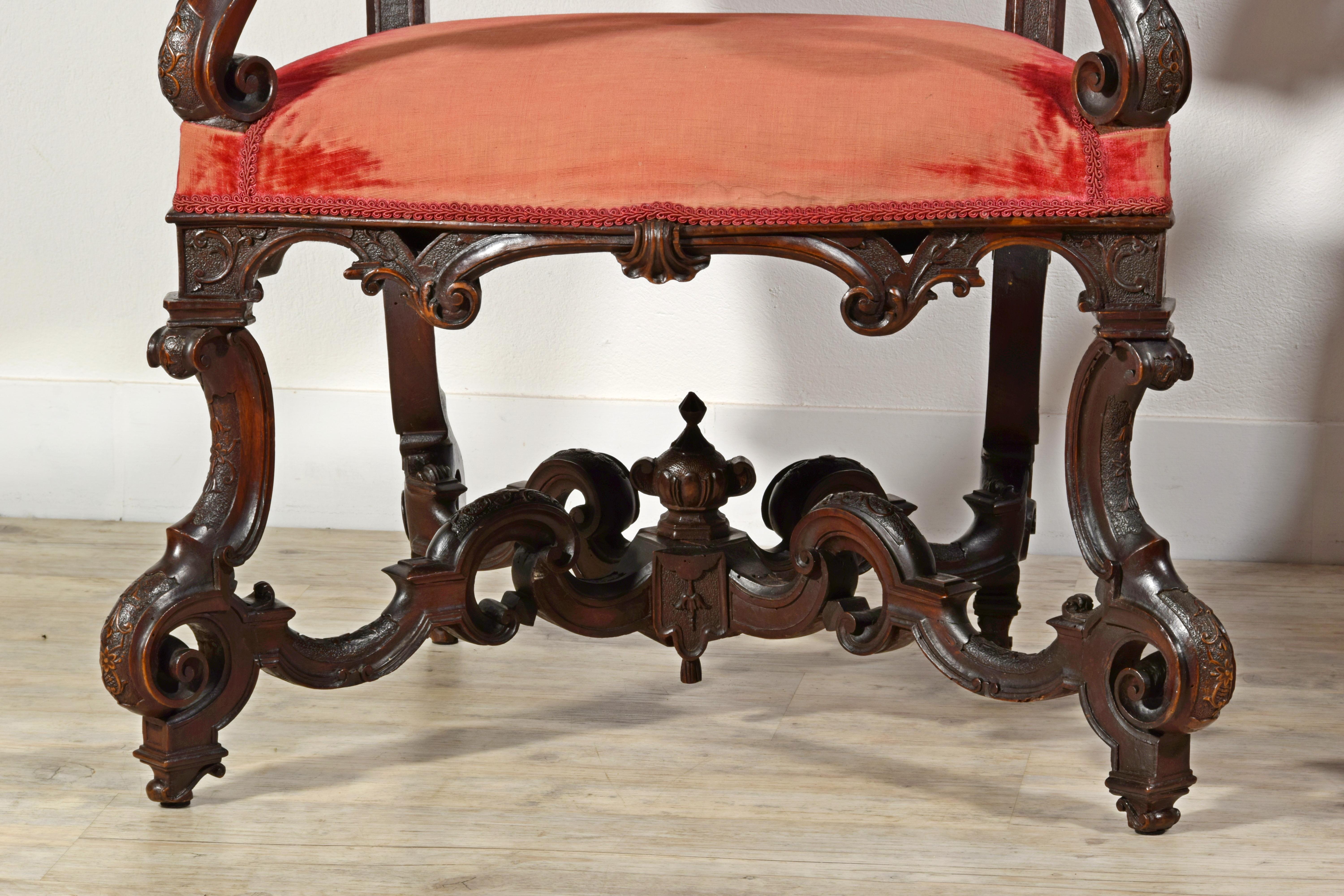 Paire de grands fauteuils vénitiens en bois du XIXe siècle en vente 3
