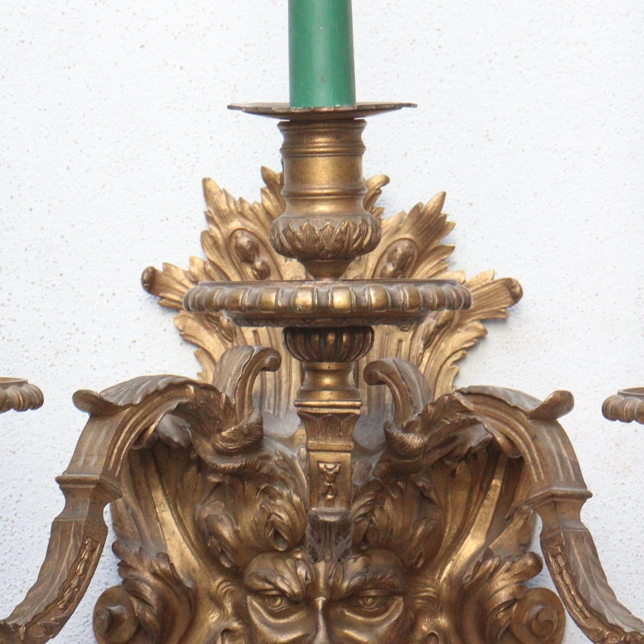 19th Century Pair of Louis XIV Style Ormolu Satyre Wall-Lights, circa 1880 5