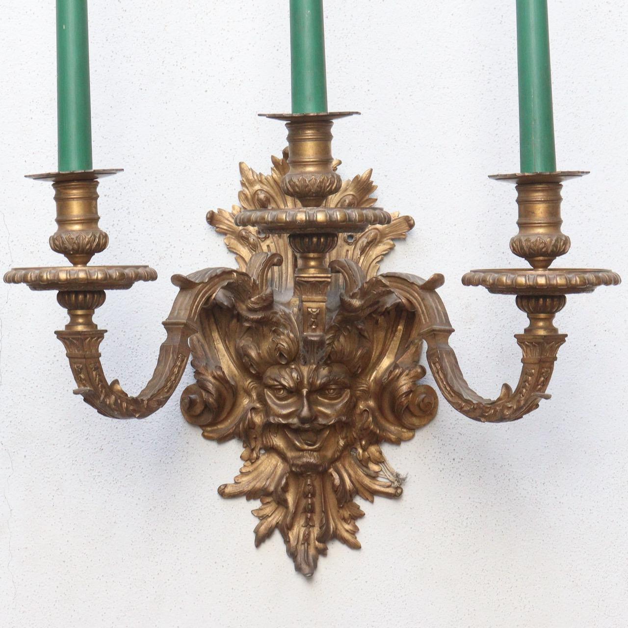19th Century Pair of Louis XIV Style Ormolu Satyre Wall-Lights, circa 1880 In Good Condition In Saint-Ouen, FR