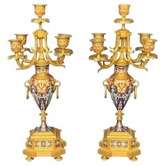 19. Jahrhundert Paar Louis XV Champlevé-Kandelaber