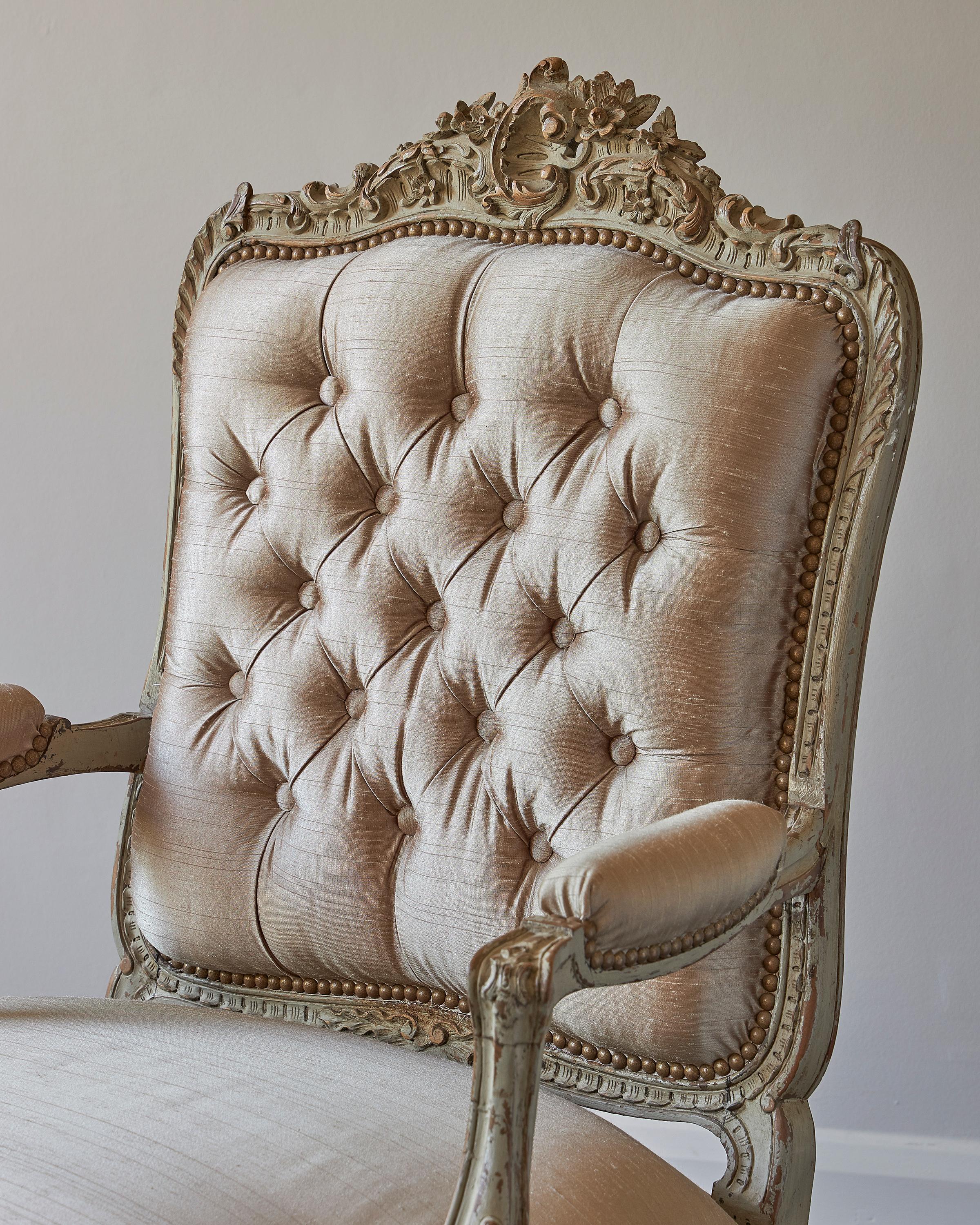 19th Century Pair of Louis XV Style Chairs In Good Condition For Sale In Petworth, West Sussex