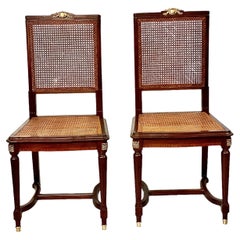 19th Century Pair of Louis XVI Style French Caned Side Chairs