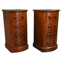 19th century pair of mahogany bow front bedside chests of drawers